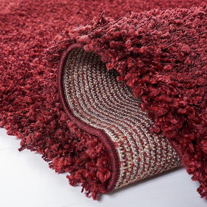SAFAVIEH Santa Monica Shag Collection 9' x 12' Maroon SGN725 Solid Non-Shedding Living Room Bedroom Dining Room Entryway Plush 2-inch Thick Area Rug