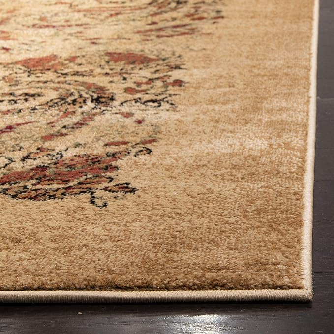 SAFAVIEH Lyndhurst Collection Area Rug - 7' Square, Beige & Multi, Traditional Paisley Design, Non-Shedding & Easy Care, Ideal for High Traffic Areas in Living Room, Bedroom (LNH224A)
