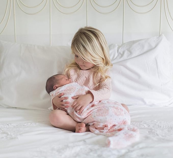SwaddleDesigns Cotton Muslin Swaddle Blanket, Receiving Blanket for Boys & Girls, Best Shower Gift, 46x46 inches, Pink 3-color Stripe