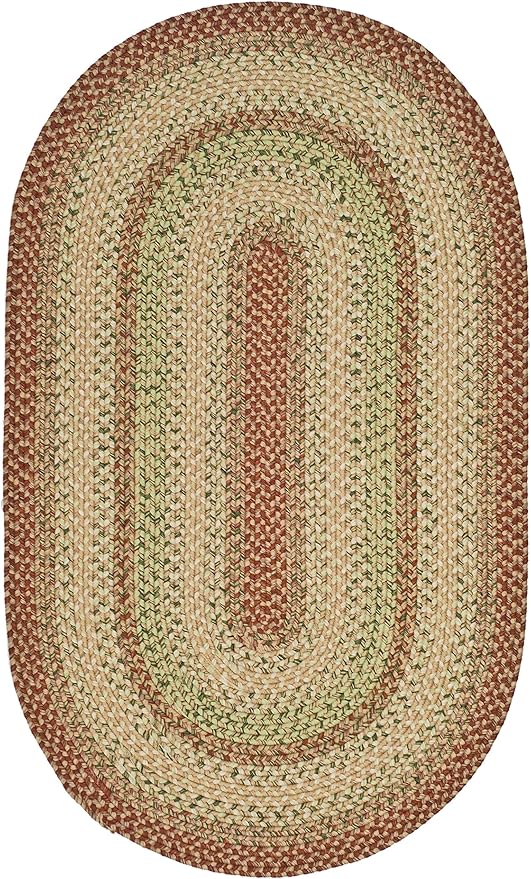 SAFAVIEH Washable Rug Outdoor Braided Collection - 9' x 12' Oval, Rust & Multi, Handmade & Reversible, Non-Shedding & Easy to Clean, Ideal for Patio, Backyard, Mudroom (BRD303A)