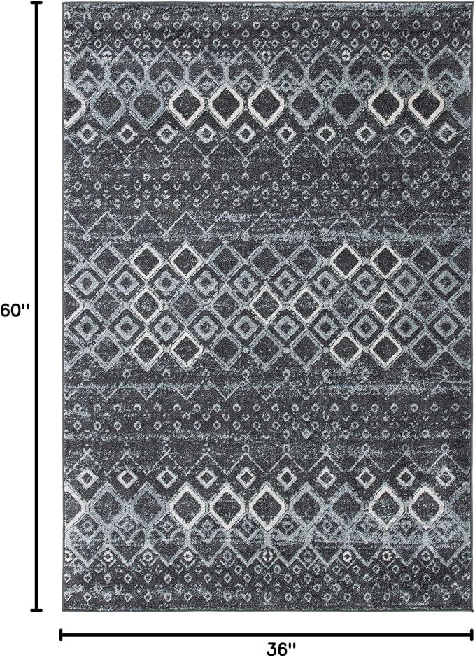 SAFAVIEH Amsterdam Collection Accent Rug - 3' x 5', Dark Grey & Light Grey, Moroccan Boho Design, Non-Shedding & Easy Care, Ideal for High Traffic Areas in Entryway, Living Room, Bedroom (AMS108J)