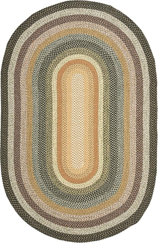 SAFAVIEH Washable Rug Outdoor Braided Collection - 6' x 8' Oval, Multi, Handmade & Reversible, Non-Shedding & Easy to Clean, Ideal for Patio, Backyard, Mudroom (BRD308A)