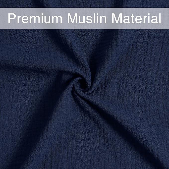 Meracorallo Muslin Swaddle Blanket, 100% Cotton Receiving Blanket Soft and Breathable Swaddle Wrap for Baby Boys and Girls, Navy Blue