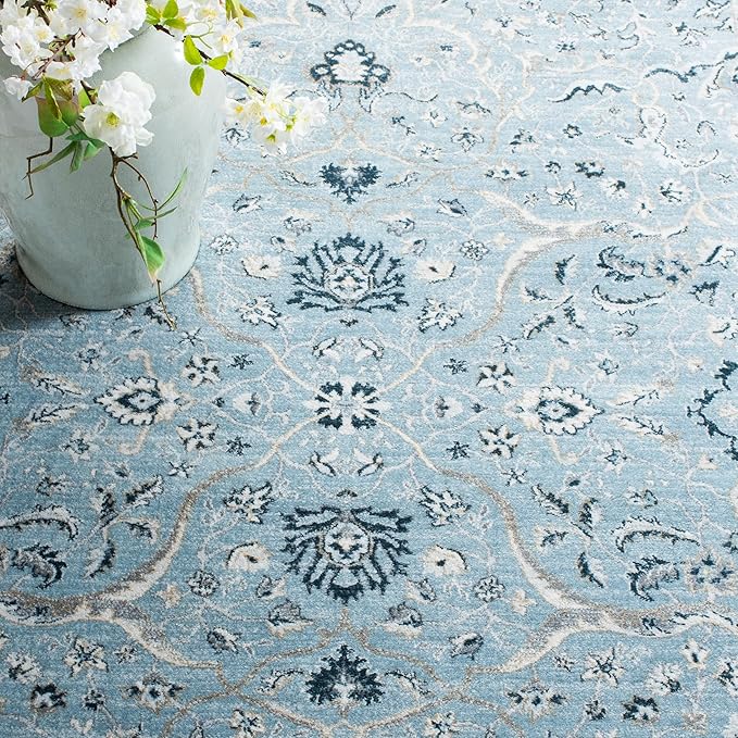 SAFAVIEH Isabella Collection Accent Rug - 3' x 5', Light Blue & Cream, Oriental Design, Non-Shedding & Easy Care, Ideal for High Traffic Areas in Entryway, Living Room, Bedroom (ISA912M)