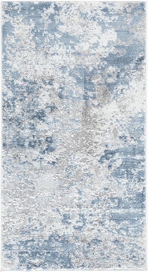 SAFAVIEH Amelia Collection Accent Rug - 2'2" x 4', Grey & Blue, Modern Abstract Design, Non-Shedding & Easy Care, Ideal for High Traffic Areas in Entryway, Living Room, Bedroom (ALA705F)