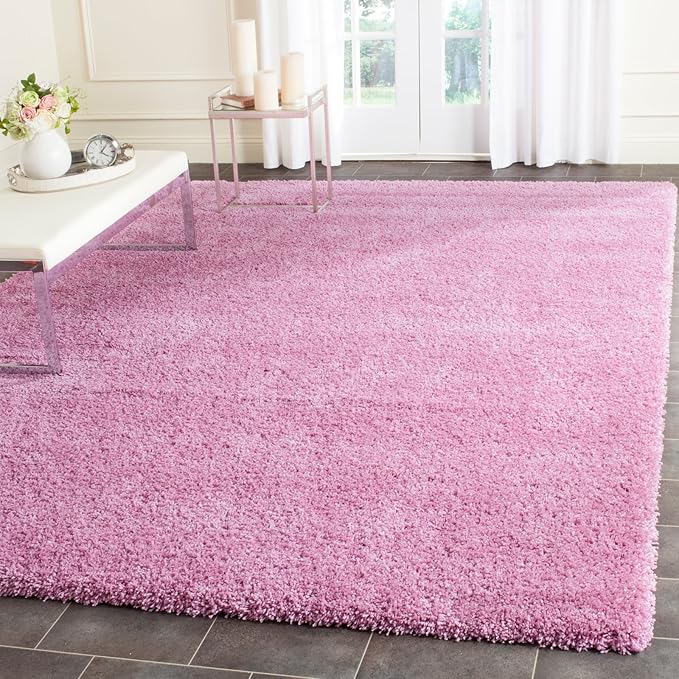 SAFAVIEH Santa Monica Shag Collection 3' x 5' White SGN725 Solid Non-Shedding Living Room Bedroom Dining Room Entryway Plush 2-inch Thick Area Rug