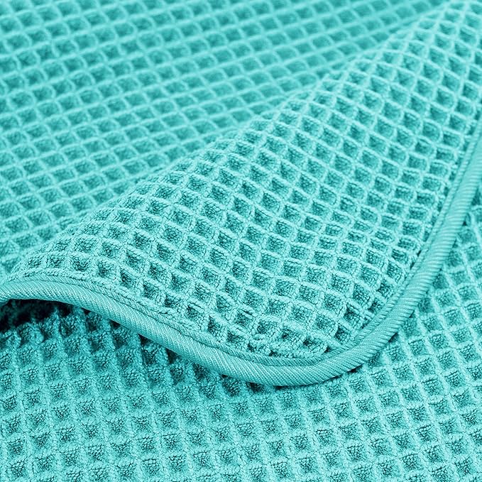 430 GSM Microfiber Oversize Quick Dry Lint Free Bath Towel, 60 x 30 in, 4 Pack (Waffle Weave)