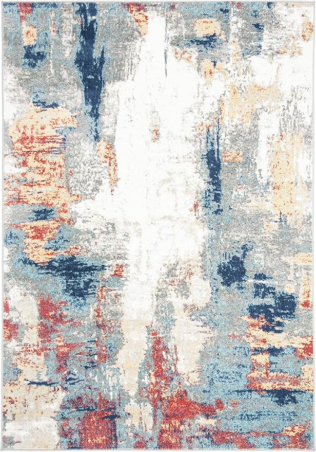SAFAVIEH Jasper Collection Accent Rug - 4' x 6', Grey & Red, Modern Abstract Design, Non-Shedding & Easy Care, Ideal for High Traffic Areas in Entryway, Living Room, Bedroom (JSP101C)