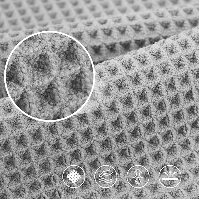 430 GSM Microfiber Oversize Quick Dry Lint Free Bath Towel, 60 x 30 in, 4 Pack (Waffle Weave)