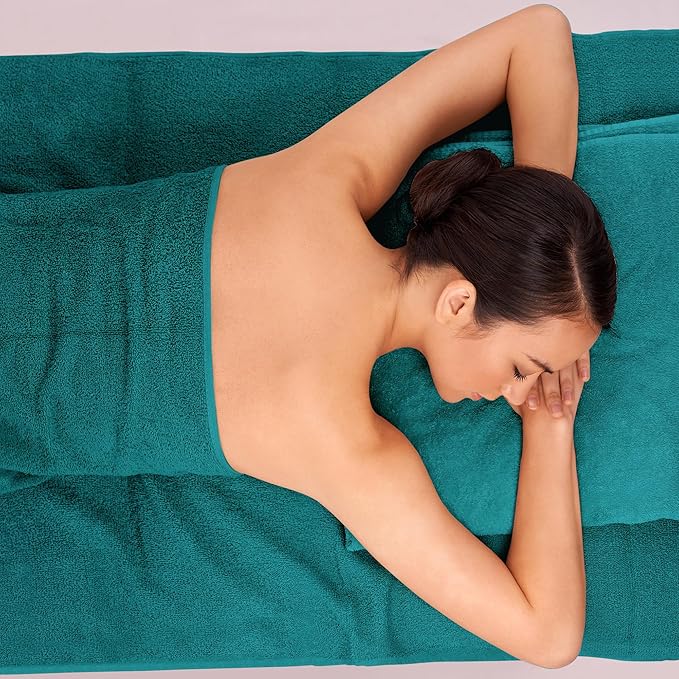 Bath Sheets – Extra Large Bathroom Sheet Set – Pack of 2 Jumbo Towels Teal (71x35in) – 100% Cotton Soft Quick Dry Large Bath Towels for Adults Hotel Spa Bathroom Use