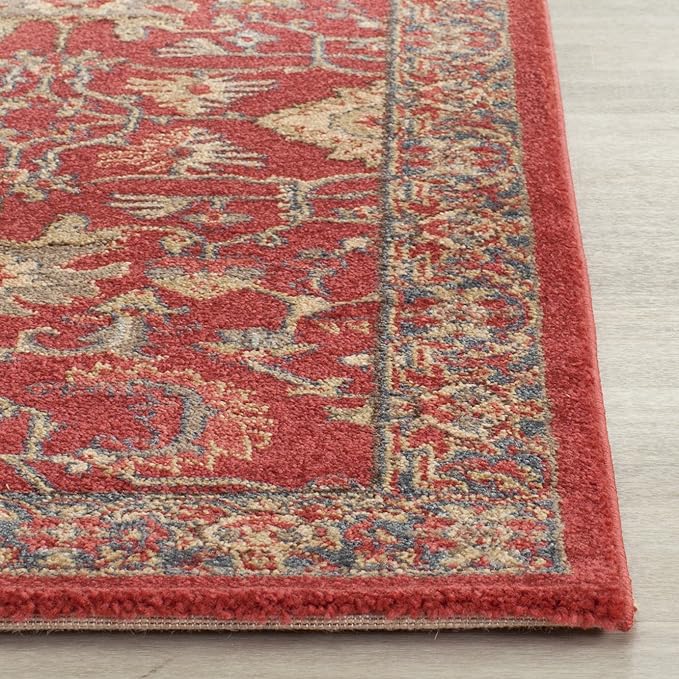 SAFAVIEH Mahal Collection Runner Rug - 2'2" x 20', Red & Navy, Traditional Oriental Design, Non-Shedding & Easy Care, Ideal for High Traffic Areas in Living Room, Bedroom (MAH693F)