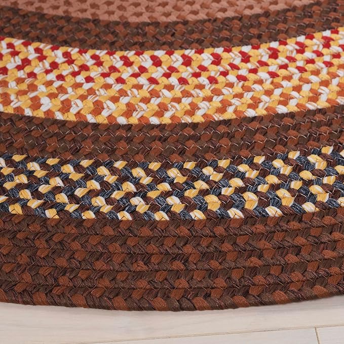 SAFAVIEH Washable Rug Outdoor Braided Collection - 5' Round, Brown & Light Brown, Handmade & Reversible, Non-Shedding & Easy to Clean, Ideal for Patio, Backyard, Mudroom (BRD313T)