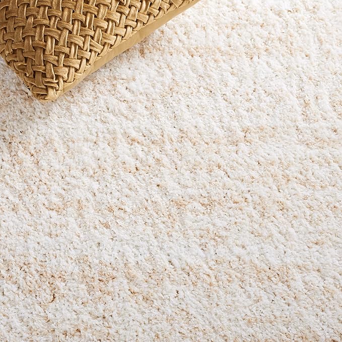 SAFAVIEH Area Rug 8x10 - Berber Shag Collection - Large - Ivory & Beige, Modern Design, Non-Shedding & Easy Cleaning, Plush Thick Pile, Ideal for Living Room, Bedroom, Dining Space (BER563A)