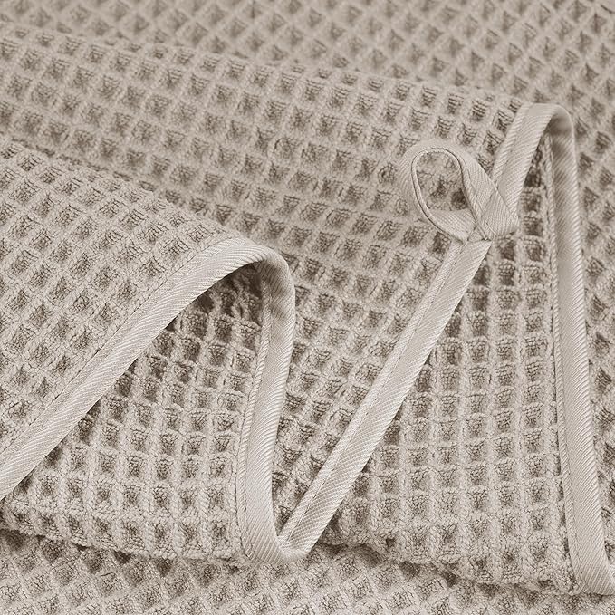 430 GSM Microfiber Oversize Quick Dry Lint Free Bath Towel, 60 x 30 in, 4 Pack (Waffle Weave)