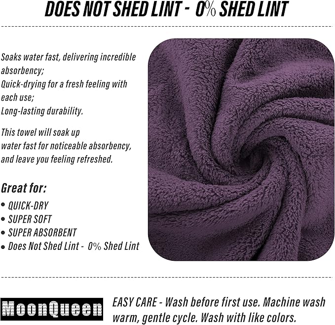 18 Pack Premium Hand Towels - Quick Drying - Microfiber Coral Velvet Highly Absorbent Towels - Multipurpose Use as Hotel, Bathroom, Shower, Spa, Hand Towel 16 x 28 inches (Plum)