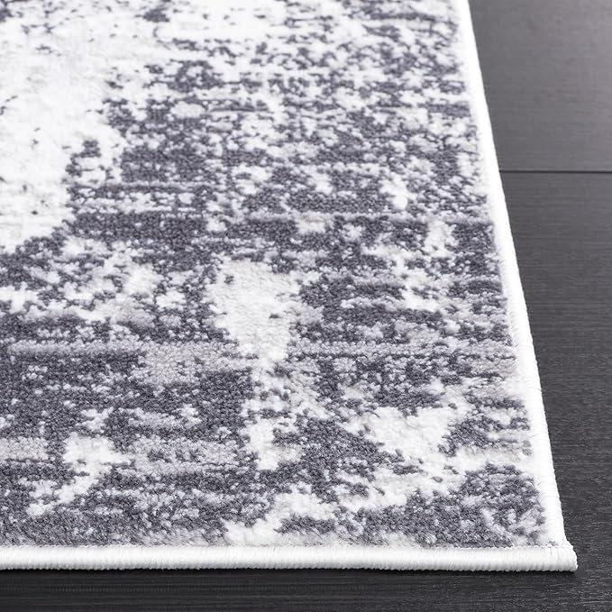 SAFAVIEH Amelia Collection Area Rug - 2'2" x 6' Runner, Charcoal & Ivory, Modern Abstract Design, Non-Shedding & Easy Cleaning, Ideal for Living Room, Hallway, Foyer, Entryway, Bedroom (ALA705H)