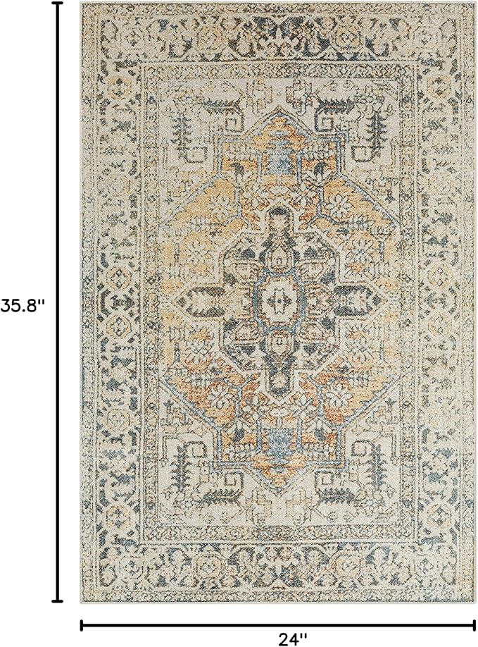 Mohawk Home Nyx Floral Ornamental Cream 2' x 2' 11" Area Rug Perfect for Living Room, Dining Room, Office