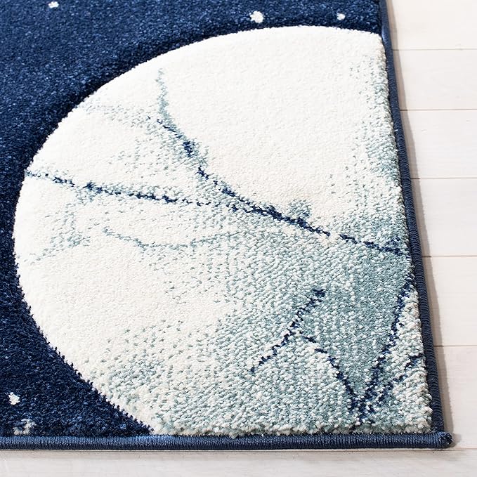SAFAVIEH Carousel Kids Collection Area Rug - 10' x 14', Navy & Ivory, Non-Shedding & Easy Care, Ideal for High Traffic Areas for Boys & Girls in Playroom, Nursery, Bedroom (CRK103N)