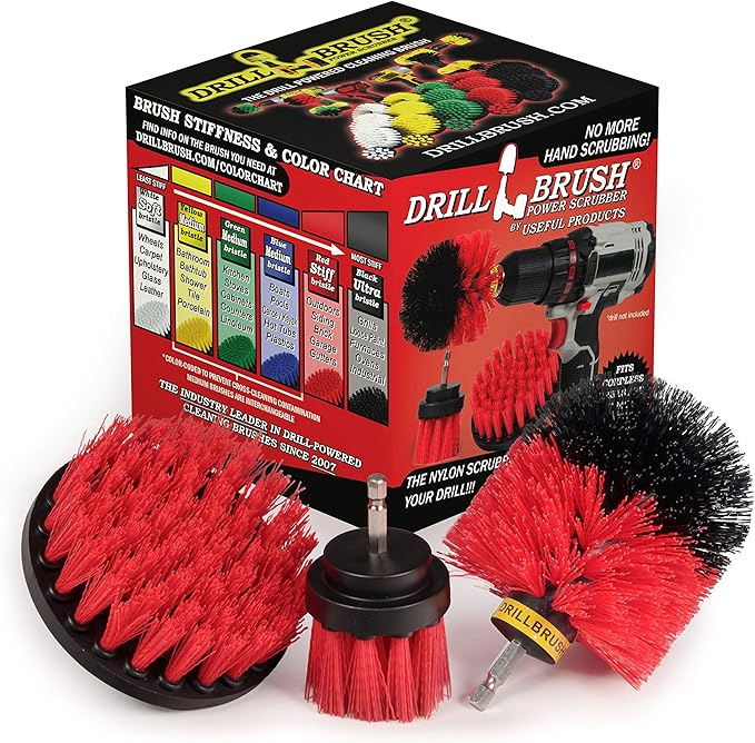 Drill Brush – Drill Brush Power Scrubber - Drill Brush Attachment for Cleaning - Power Scrubber Drill Brush - Nylon Drill Brush - Grout Drill Brush - Drill Scrubber Attachment - Drill Brush Set