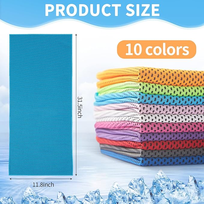 Cooling Towel Bulk - Neck & Face Cool Chilly Towels Microfiber Breathable Sport Sweat Rag for Gym, Yoga, Travel, Camping, Running, Outdoor