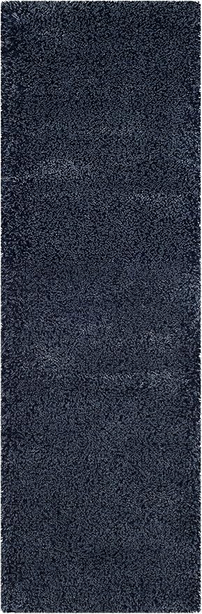 SAFAVIEH Santa Monica Shag Collection Runner - 2'3" x 9', Navy, Solid Design, Non-Shedding & Easy Care, 2-inch Thick, Ideal for The Living Room, Dining, Bedroom (SGN725)
