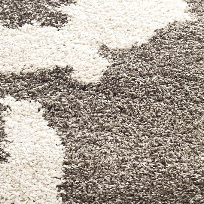SAFAVIEH Florida Shag Collection Area Rug - 8'6" x 12', Smoke & Beige, Floral Design, Non-Shedding & Easy Care, 1.2-inch Thick Ideal for High Traffic Areas in Living Room, Bedroom (SG458-7913)