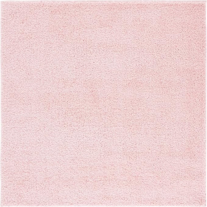 SAFAVIEH Lindsay Shag Collection Square Rug - 6'7" Square, Pink, Contemporary Design, Ideal for High Traffic Areas in Bedroom, Dining Room & Kitchen (LNS560U-7SQ)