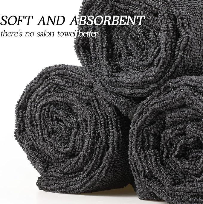 26 Pcs Salon Bleach Proof Towels Highly Absorbent Hair Towels Hand Facial Cloths Bleach Resistant for Salon Barber Spa Beauty Bath Hair Stylist(Black,16 x 29 Inch,Classic)