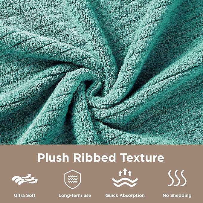 Oversized Bath Towels 8 Piece Towel Set, 2 Extra Large Bath Sheets, 2 Hand, 4 Washcloths, Luxury Soft Super Absorbent Thick Shower Towels for Bathroom, Spa & Hotel, Quick Dry, Teal Green