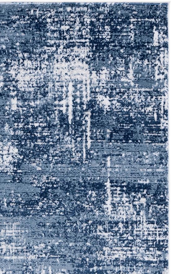 SAFAVIEH Amelia Collection Area Rug - 9' x 12', Ivory & Dark Blue, Modern Abstract Design, Non-Shedding & Easy Care, Ideal for The Living Room, Dining, Bedroom (ALA700M)