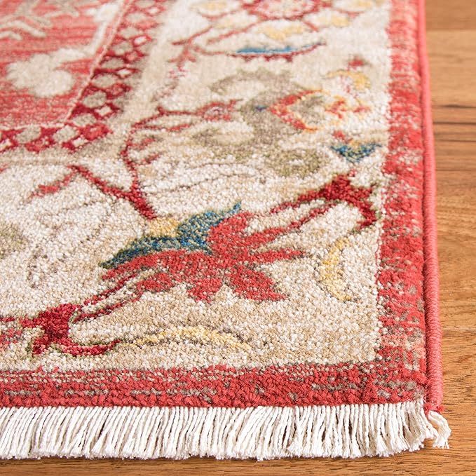SAFAVIEH Kashan Collection Accent Rug - 3'3" x 4'1, Red & Beige, Traditional Oriental Design, Non-Shedding & Easy Care, Ideal for High Traffic Areas in Entryway, Living Room, Bedroom (KSN303L)