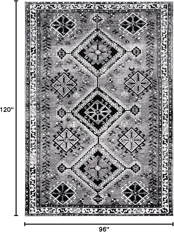 SAFAVIEH Area Rug 8x10 - Vintage Hamadan Collection - Large - Grey & Black, Oriental Distressed Design, Non-Shedding & Easy Cleaning, Ideal for Living Room, Bedroom, Office, Dining Space (VTH293F)