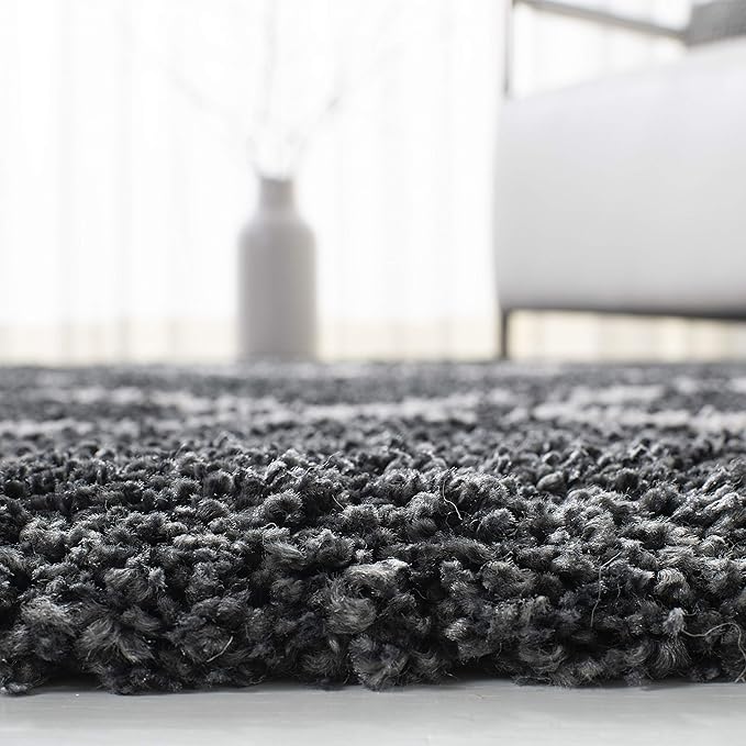 SAFAVIEH Hudson Shag Collection Runner Rug - 2'3" x 16', Dark Grey & Ivory, Modern Trellis Design, Non-Shedding & Easy Care, 2-inch Thick Ideal for High Traffic Areas in Living Room, Bedroom (SGH281G)