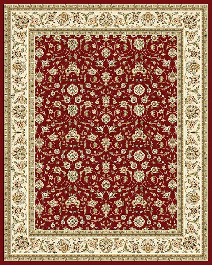 SAFAVIEH Lyndhurst Collection Area Rug - 10' x 14', Red & Ivory, Traditional Oriental Design, Non-Shedding & Easy Care, Ideal for High Traffic Areas in Living Room, Bedroom (LNH312A)