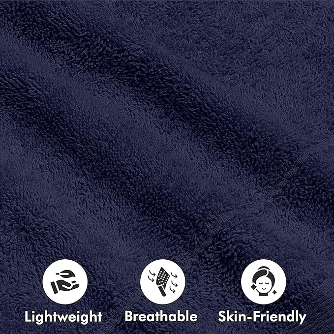 Face Towels Pack of 12 – 100% Cotton Wash Cloths (12x12 inch) – Soft, Quick Dry & Highly Absorbent Hand Towels for Bathroom, Spa, Gym, Kitchen and for Daily Use - (Navy Blue)