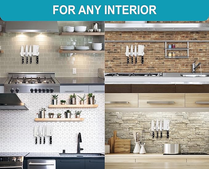 10 Inch White Magnetic Knife Holder for Wall No Drilling Use as Magnetic Knife Strip - Magnetic Knife Bar - Wall Kitchen Knife Magnetic Holder