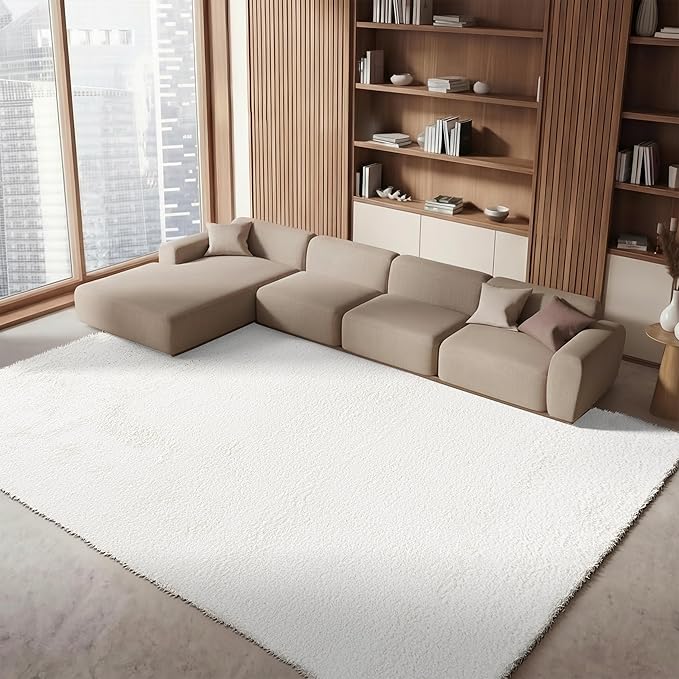 SAFAVIEH Area Rug 8x10 - August Shag Collection - Large - Ivory, Solid Pattern, Non-Shedding & Easy Cleaning, Plush Thick Pile, Ideal for Living Room, Bedroom, Dining Space (AUG200C)