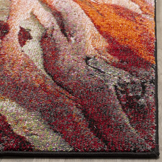 SAFAVIEH Glacier Collection Runner Rug - 2'3" x 12', Red & Multi, Modern Abstract Design, Non-Shedding & Easy Care, Ideal for High Traffic Areas in Living Room, Bedroom (GLA126A)