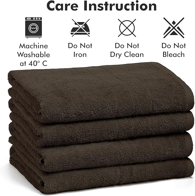 Bath Towels Set of 4 – 100% Cotton Dark Brown Extra Large Towels for Bathroom, Spa Use (55x28 in) – Super Soft and Quick Dry Large Bath Sheets for Adults