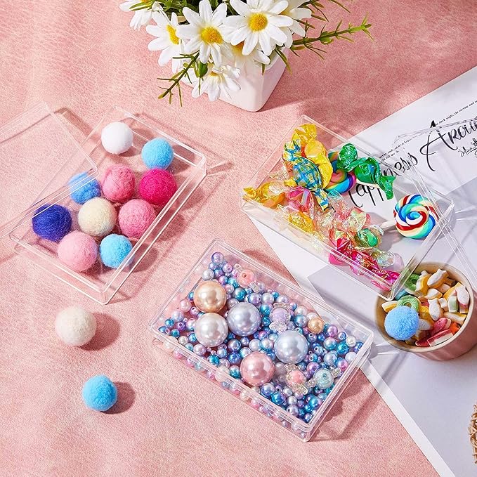 Blulu 8 Pcs Clear Acrylic Box with Lid Plastic Jewelry Mini Storage Box Mini Cube Containers for Candy and Tiny Jewelry Easter Party Favor(4.3 x 2.7 x 1 Inch,Classic Style)