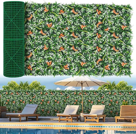 Artificial Boxwood Roll Panels 40"x120"(33.33 SQFT), Grass Wall Panels UV-Anti Greenery Privacy Hedge Screen for Indoor Outdoor Patio Balcony, Party Garden Fence Decor