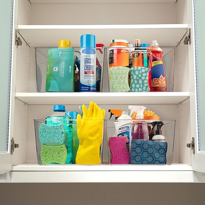 ClearSpace Clear Plastic Storage Bins – XL 8 Pack Perfect Kitchen or Pantry Organization Fridge Organizer and Storage Bins, Cabinet Organizers