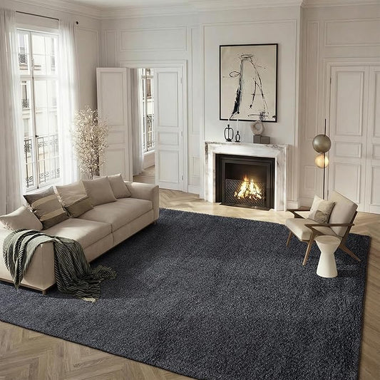 SAFAVIEH Santa Monica Shag Collection 8' x 10' Dark Grey SGN725 Solid Non-Shedding Living Room Bedroom Dining Room Entryway Plush 2-inch Thick Area Rug
