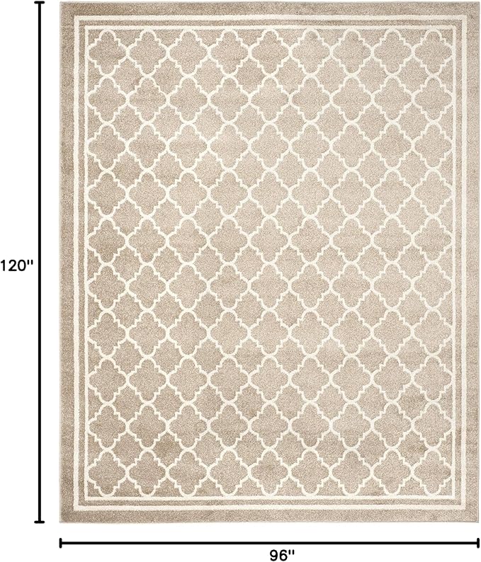 SAFAVIEH Amherst Collection Area Rug - 8' x 10', Wheat & Beige, Moroccan Trellis Design, Non-Shedding & Easy Care, Ideal for High Traffic Areas in Living Room, Bedroom (AMT422S)