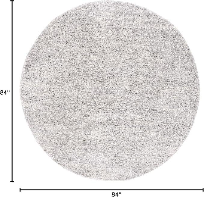 SAFAVIEH Berber Shag Collection Area Rug - 7' Round, Grey & Ivory, 1.2-inch Thick Ideal for High Traffic Areas in Living Room, Bedroom (BER563G)
