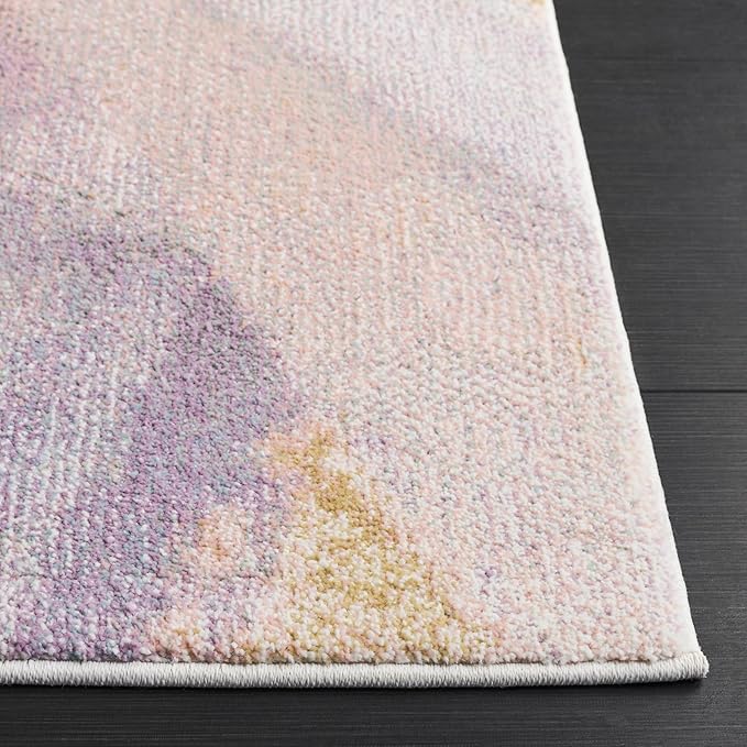 SAFAVIEH Porcello Collection Area Rug - 4' x 6', Blue & Pink, Modern Abstract Pattern, Non-Shedding & Easy Care, Ideal for Living Room, Foyer, Bedroom (PRL6937J-4)