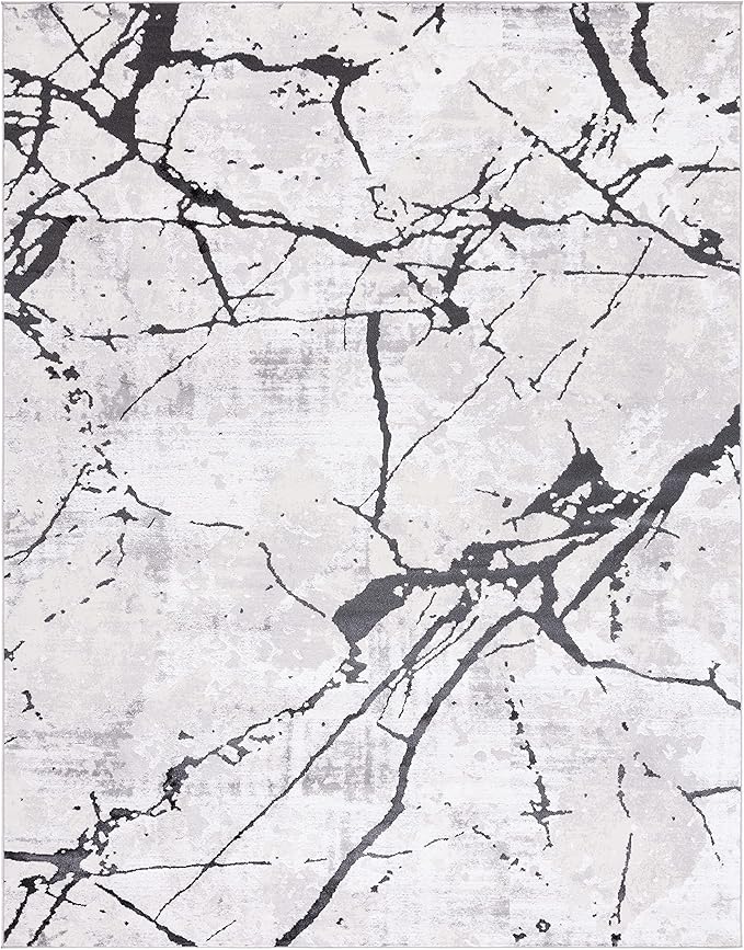 SAFAVIEH Area Rug 8x10 - Amelia Collection - Large - Grey & Black, Modern Design, Non-Shedding & Easy Cleaning, Ideal for Living Room, Bedroom, Office, Dining Space (ALA293K)