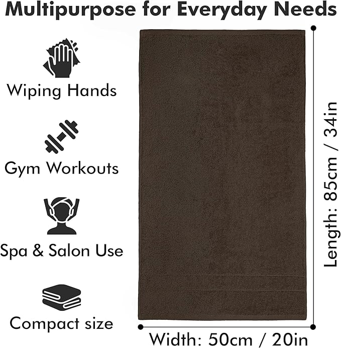 100% Cotton Hand Towels for Bathroom – Soft & Absorbent Towel Set– Pack of 6 Small Towel (34x20in) – Quick Dry Luxury Cotton Hand Towels – Dark Brown