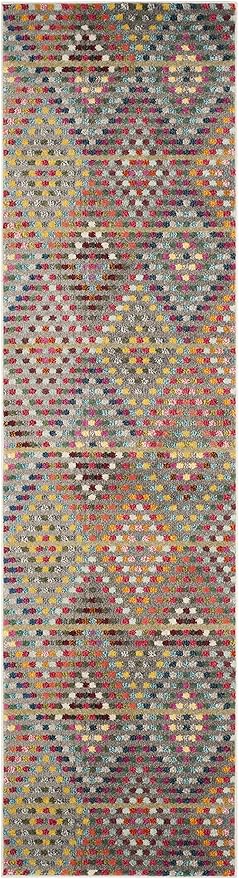 SAFAVIEH Monaco Collection Runner Rug - 2'2" x 10', Multi & Beige, Boho Diamond Design, Non-Shedding & Easy Care, Ideal for High Traffic Areas in Living Room, Bedroom (MNC204F)
