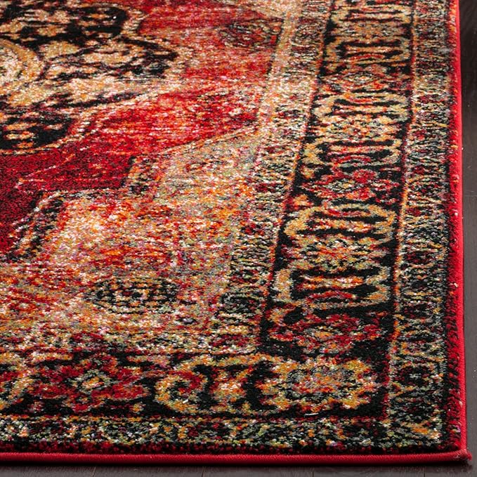 SAFAVIEH Vintage Hamadan Collection Runner Rug - 2'3" x 8', Red & Multi, Oriental Traditional Persian Design, Non-Shedding & Easy Care, Ideal for High Traffic Areas in Living Room, Bedroom (VTH219A)